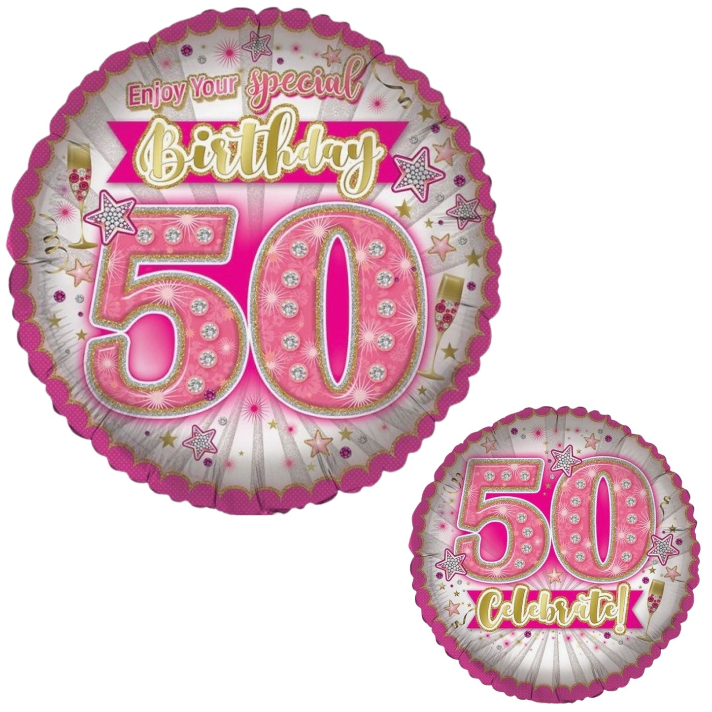 18"/ 46cm HAPPY 50TH BIRTHDAY TO HER DOUBLE-SIDED ROUND FOIL BALLOON