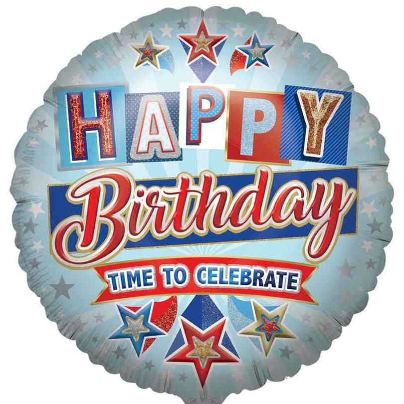 31"/ 79cm HAPPY BIRTHDAY - TIME TO CELEBRATE! GIANT ROUND FOIL BALLOON