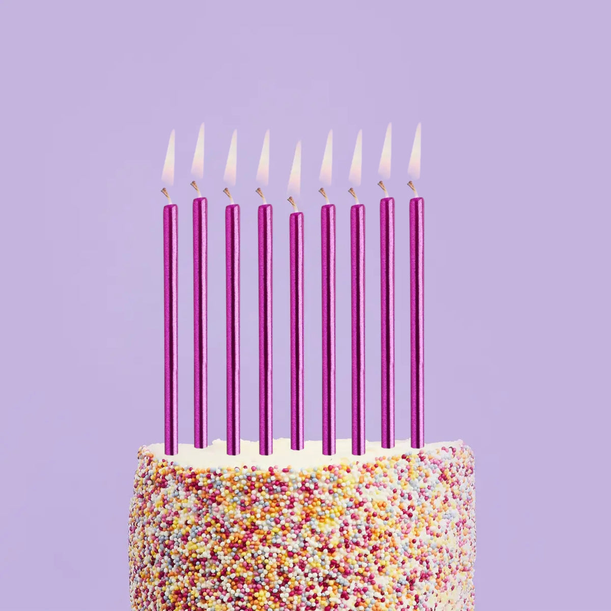 6"/ 15cm HOT PINK TALL SKINNY CANDLES (12 PACK)