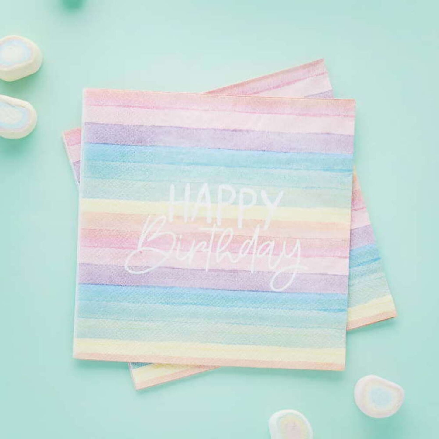 ECO RAINBOW 'HAPPY BIRTHDAY' PAPER NAPKINS (16 PACK)