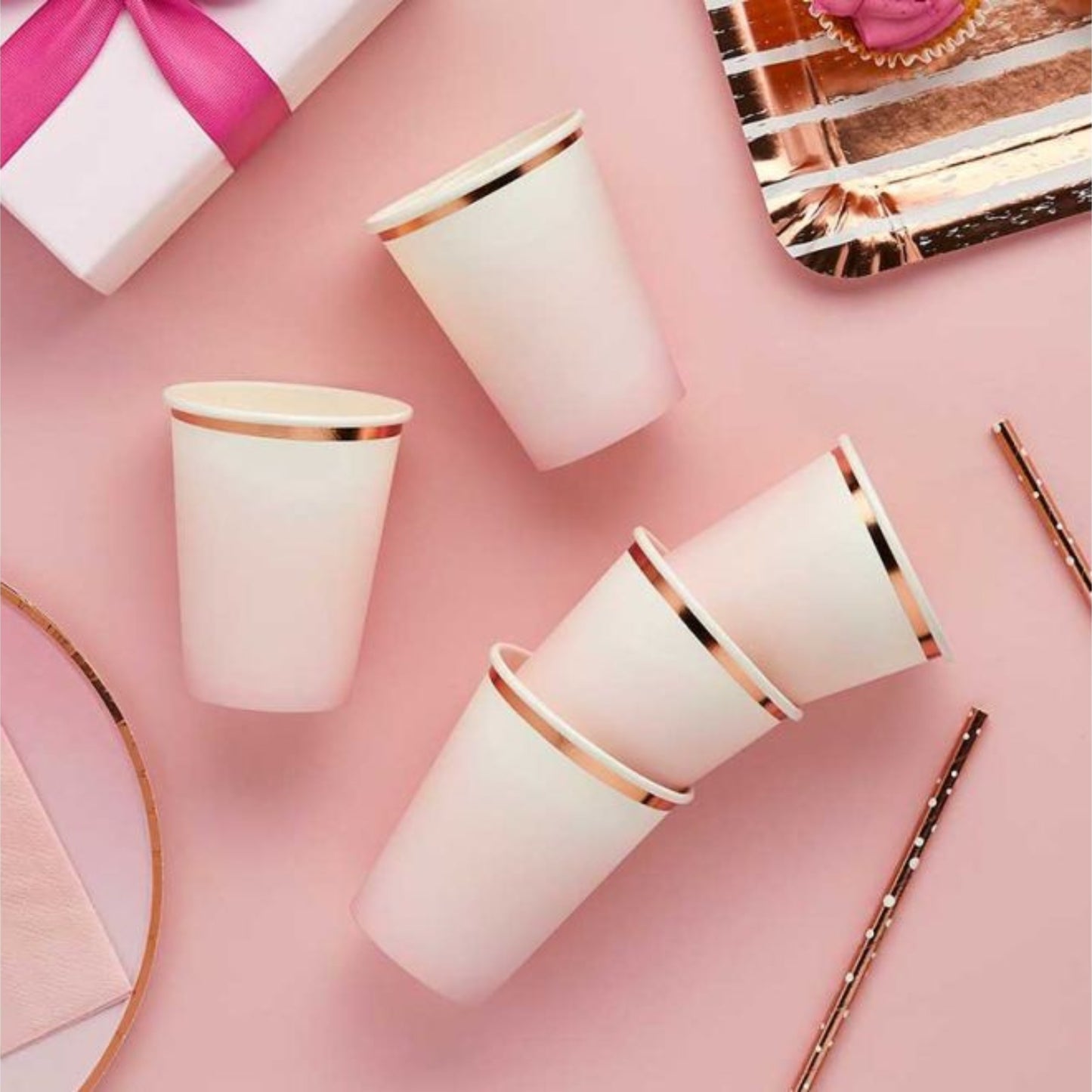 ROSE GOLD & PINK OMBRE PAPER CUPS (8 PACK)