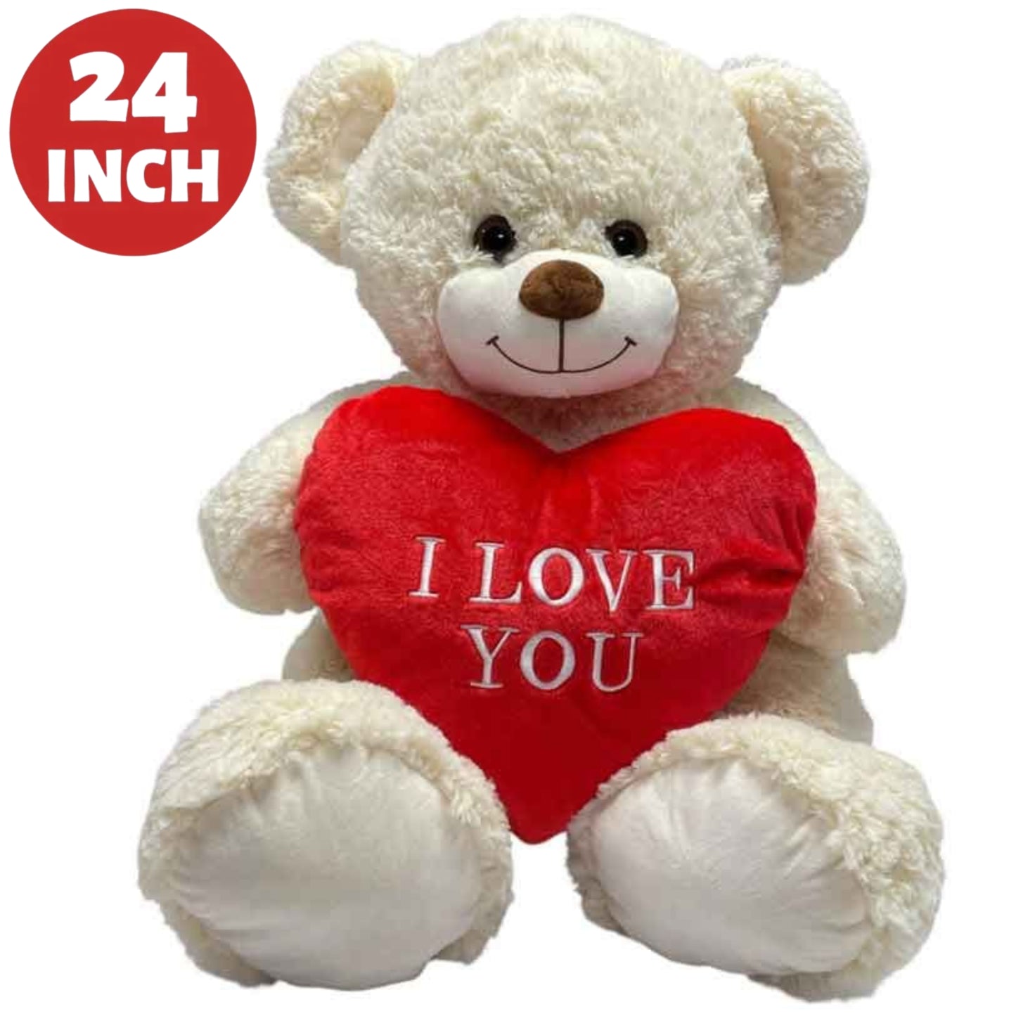 24" I LOVE YOU HEART IVORY BEAR