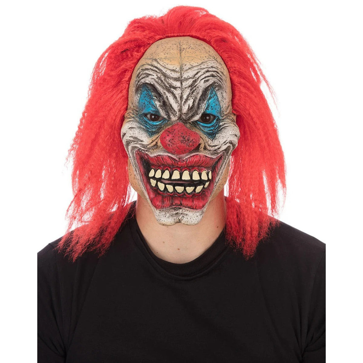 CREEPY CLOWN FACE MASK WITH HAIR