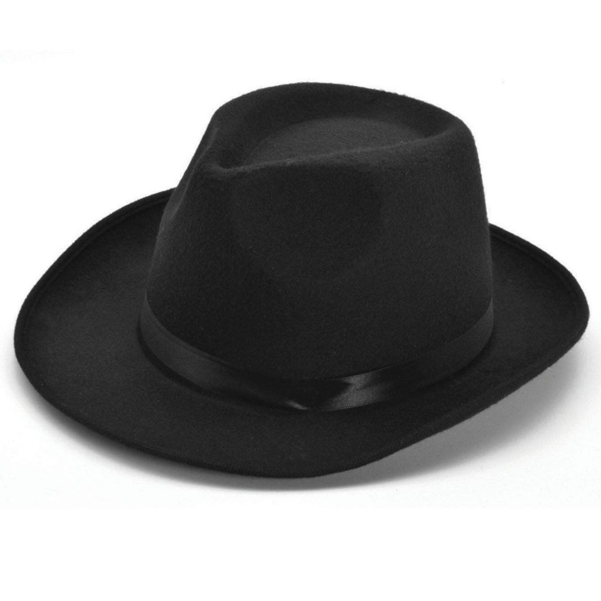 BLACK WOOL FELT GANGSTER HAT