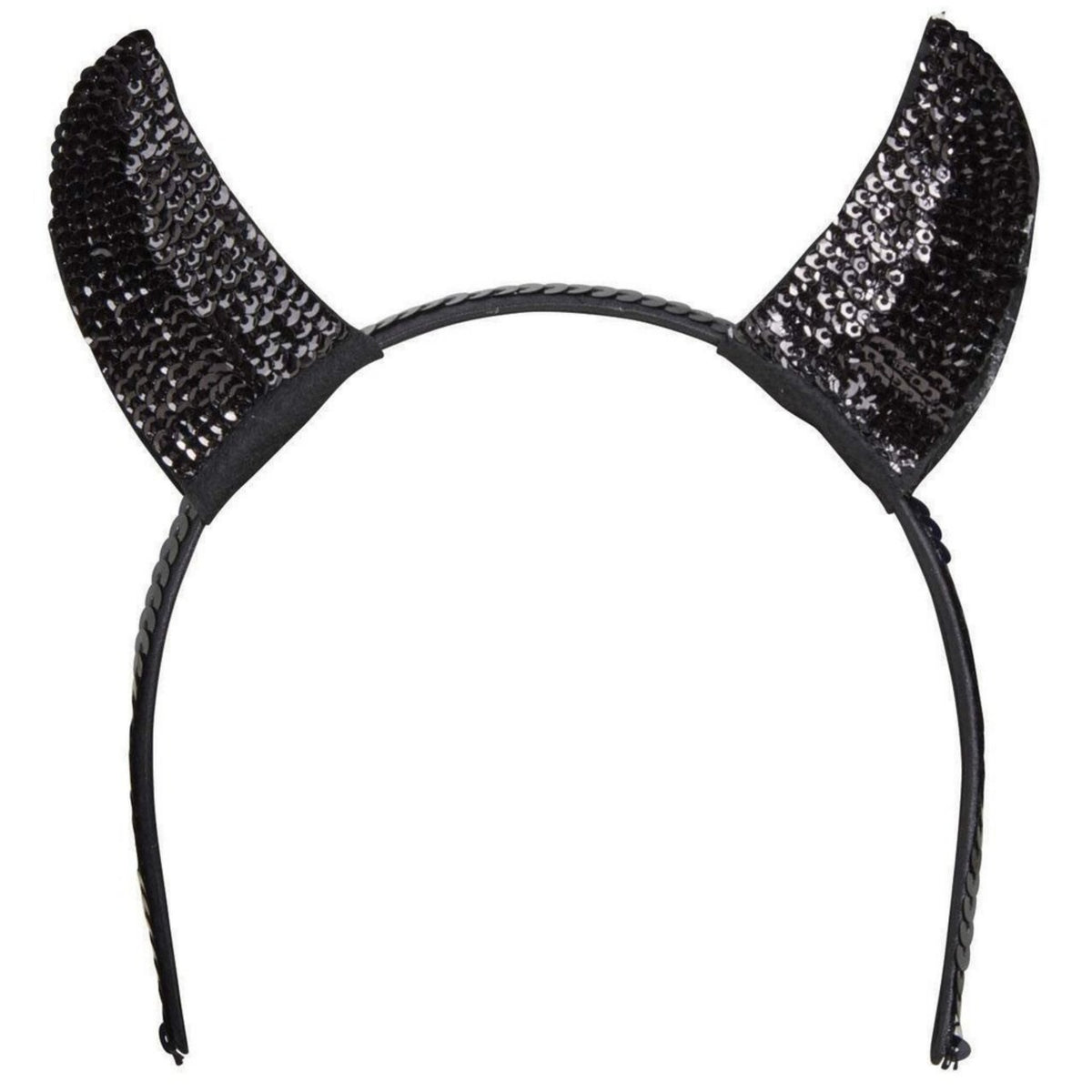 BLACK SEQUIN DEVIL HORN HEADBAND