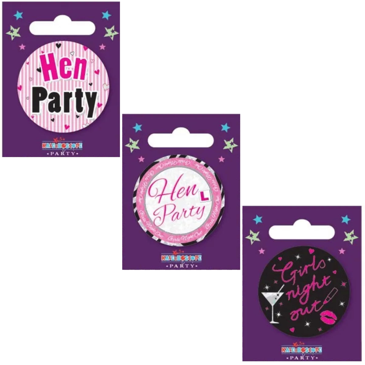 HEN PARTY BADGE (3 ASSORTED DESIGNS)