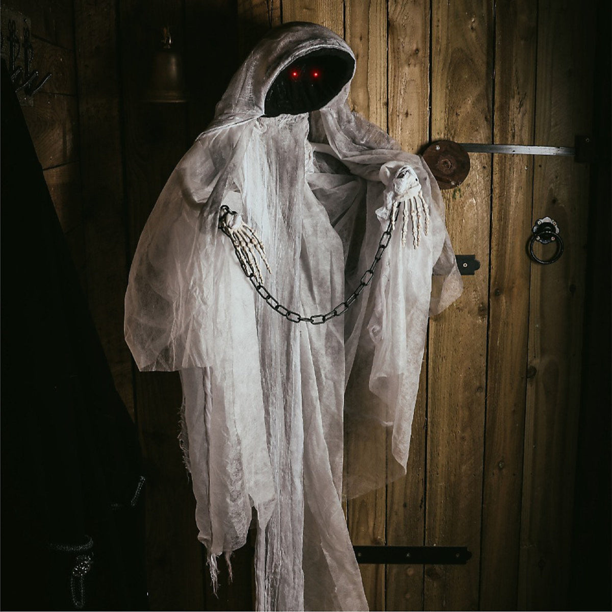 ANIMATRONIC GHASTLY GHOUL HANGING DECORATION WITH LIGHT & SOUND