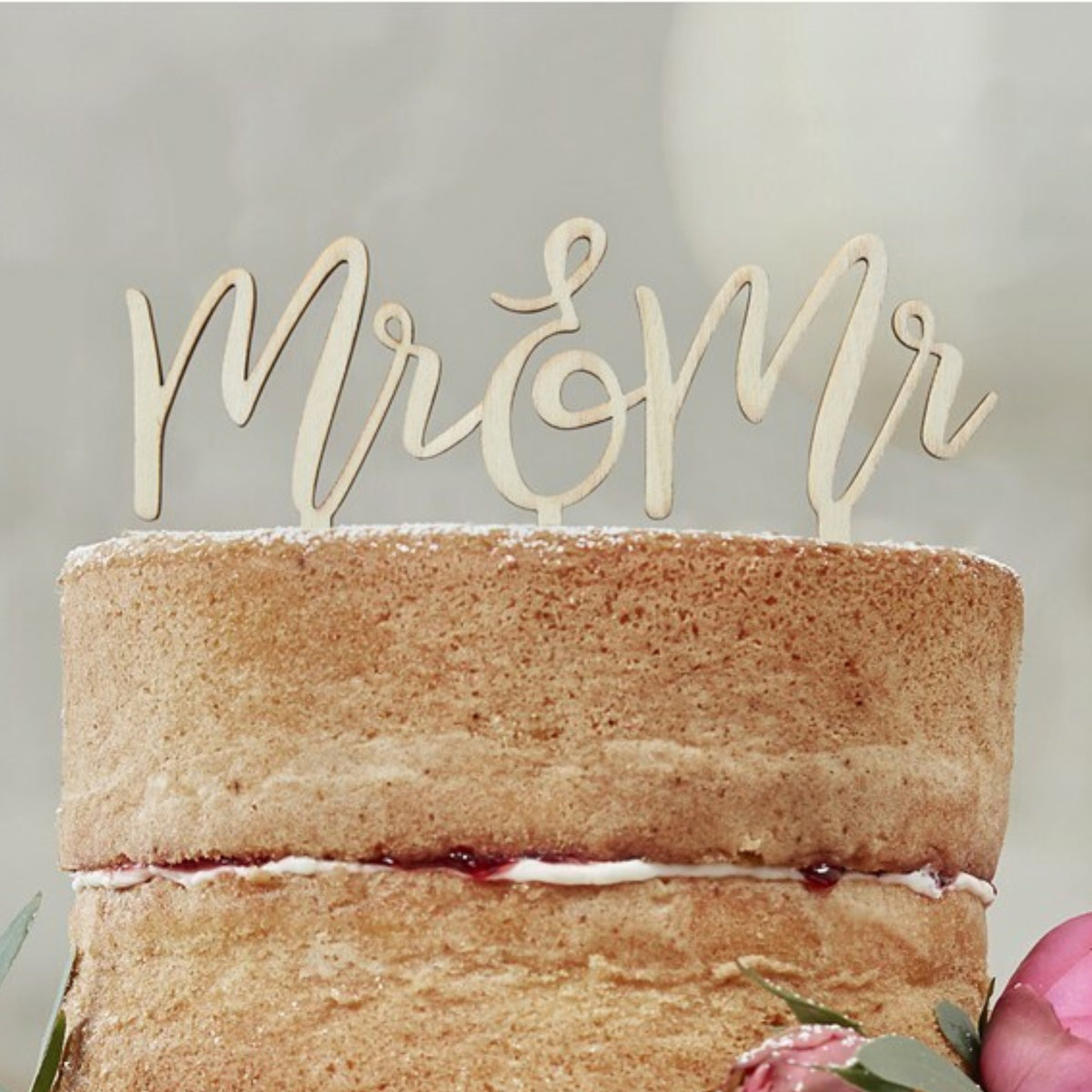 'MR & MR' WOODEN CAKE TOPPER