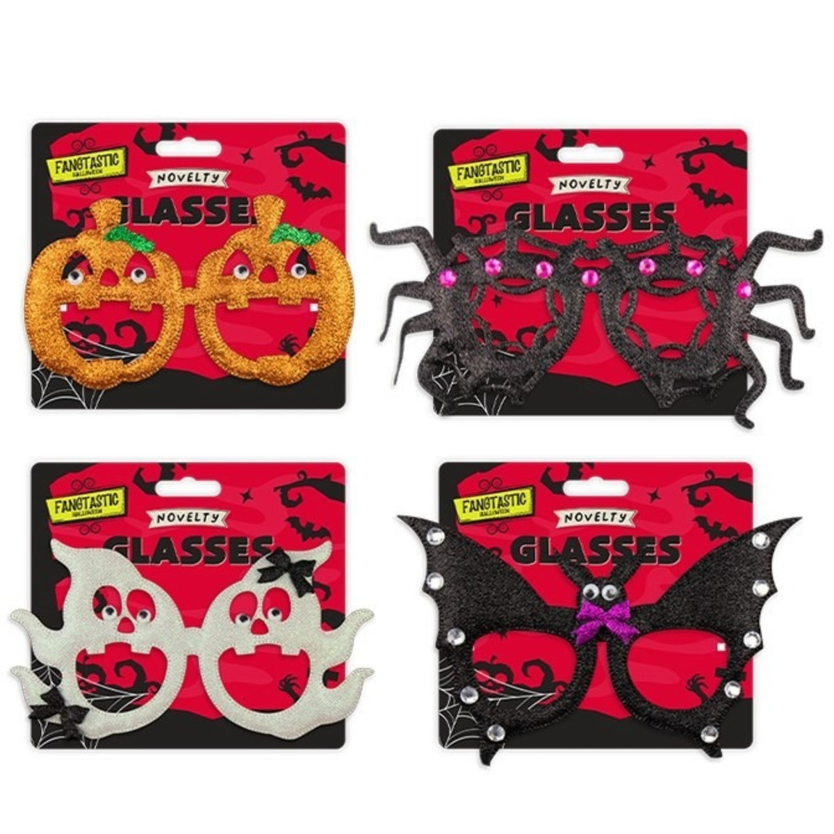 HALLOWEEN NOVELTY GLASSES (4 ASSORTED DESIGNS)