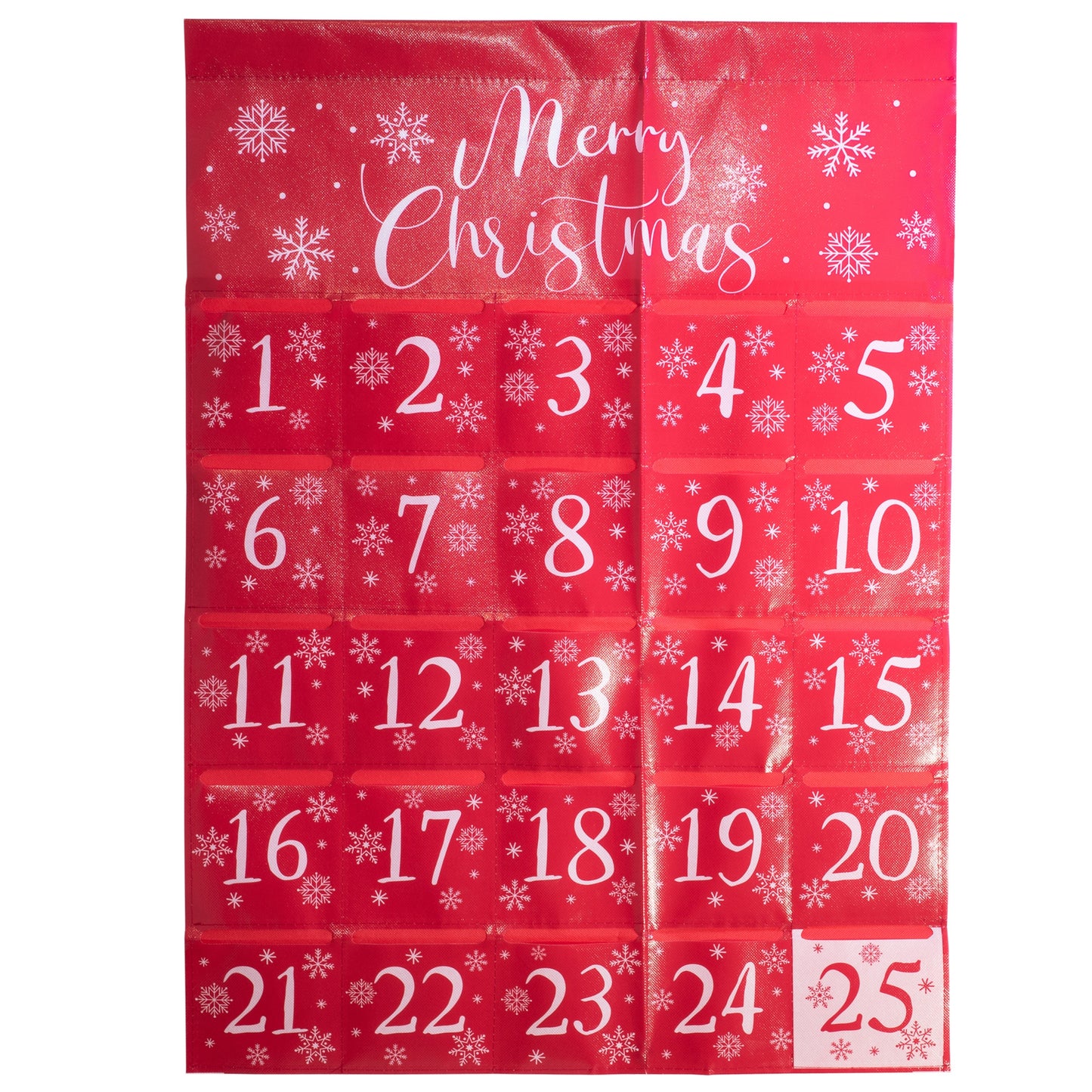 SNOWFLAKES HANGING ADVENT CALENDAR WITH FILLABLE POCKETS (24"x 33" / 60cm x 84cm)