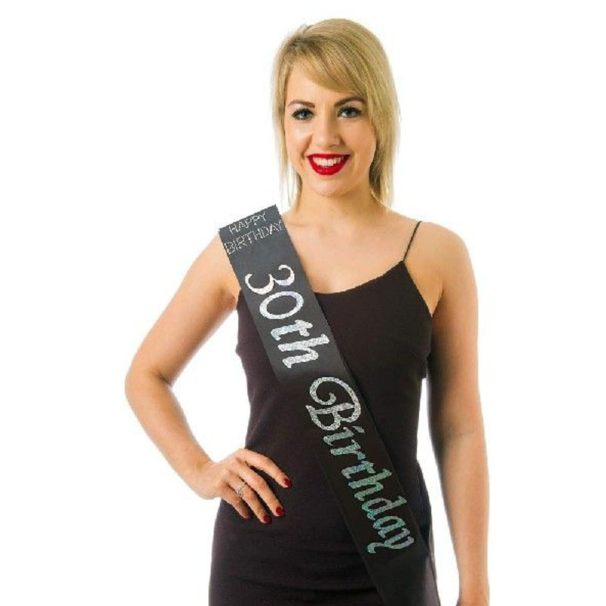 BLACK SATIN 30TH BIRTHDAY SASH