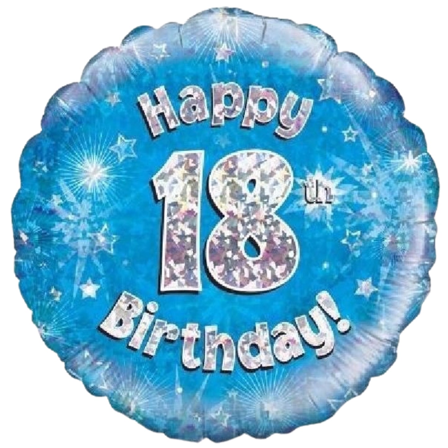 18"/ 46cm BLUE HOLOGRAPHIC HAPPY 18TH BIRTHDAY ROUND FOIL BALLOON