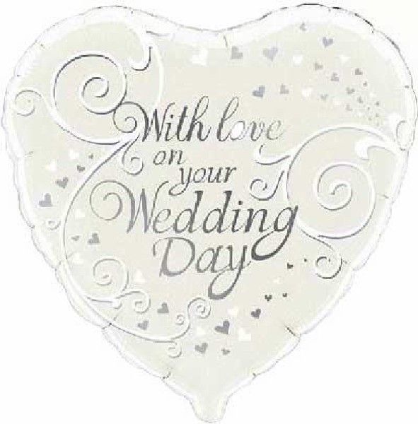 18"/ 46cm WITH LOVE ON YOUR WEDDING DAY HEART SHAPE FOIL BALLOON
