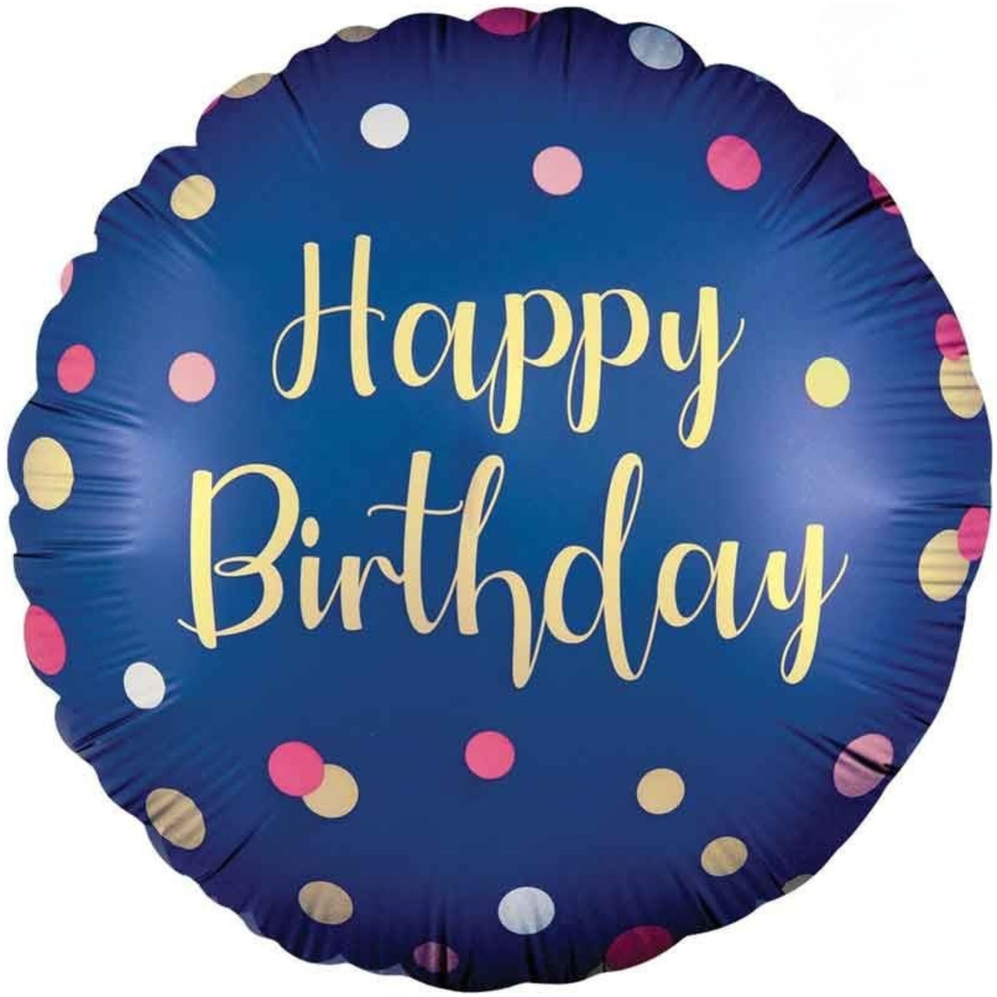 18"/ 46cm POLKA NAVY BIRTHDAY ROUND FOIL BALLOON