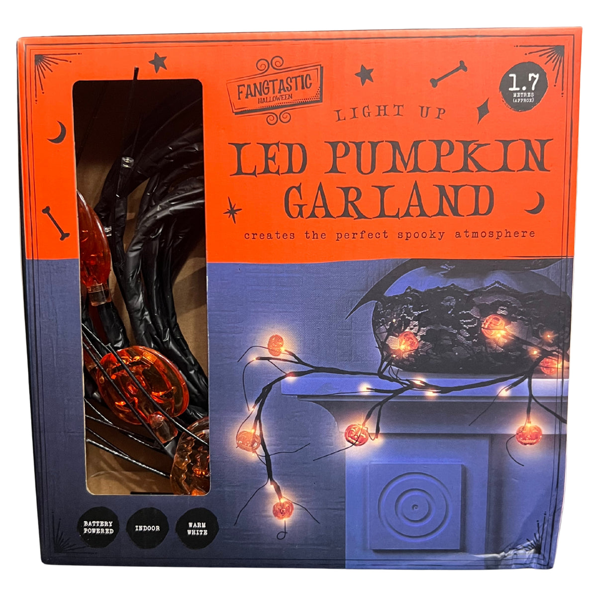 LIGHT UP LED PUMPKIN INDOOR GARLAND (1.7m)