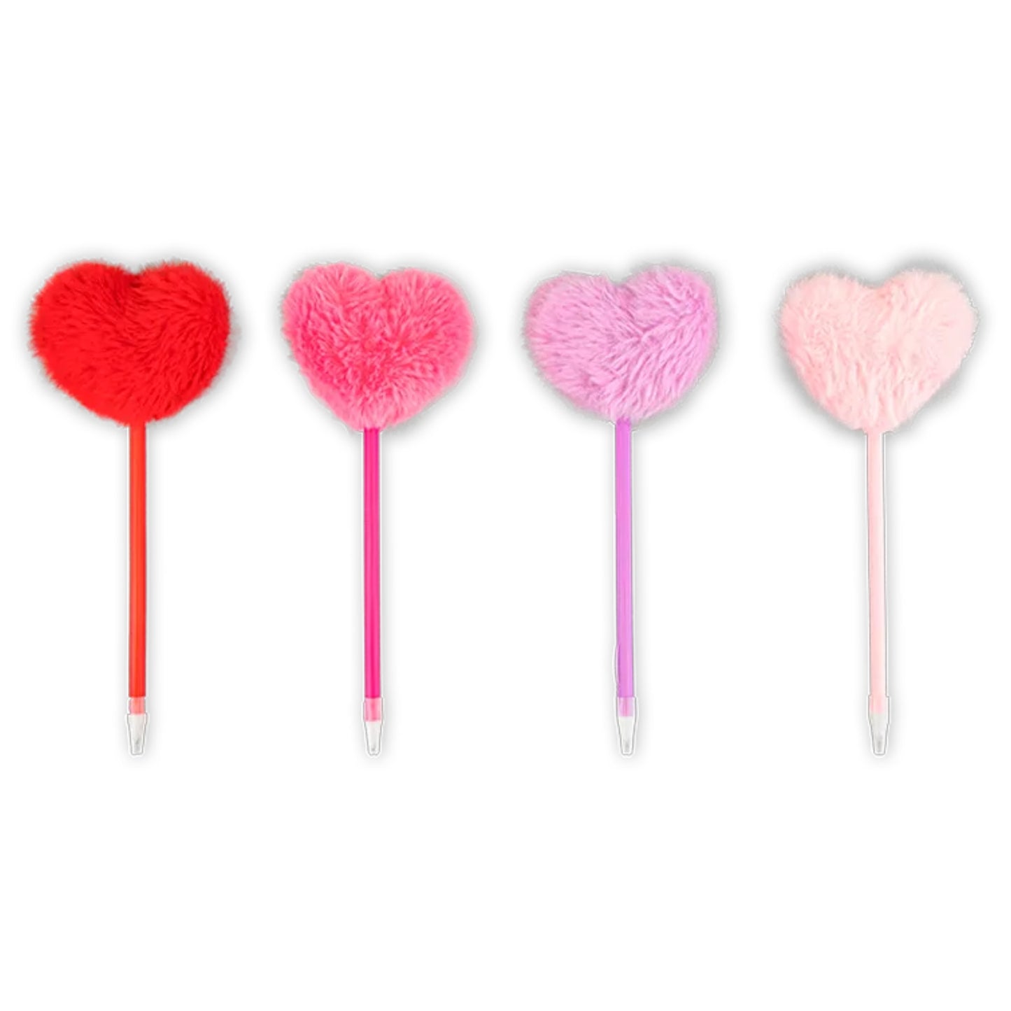 22cm VALENTINE'S POMPOM HEART BALL PEN (Assorted Colours)