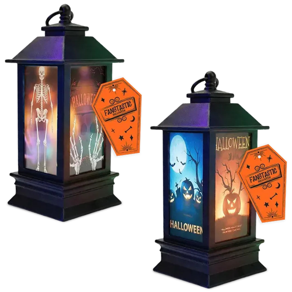 HALLOWEEN LED LANTERN 13x5cm (2 ASSORTED DESIGNS, BATTERIES INCLUDED)
