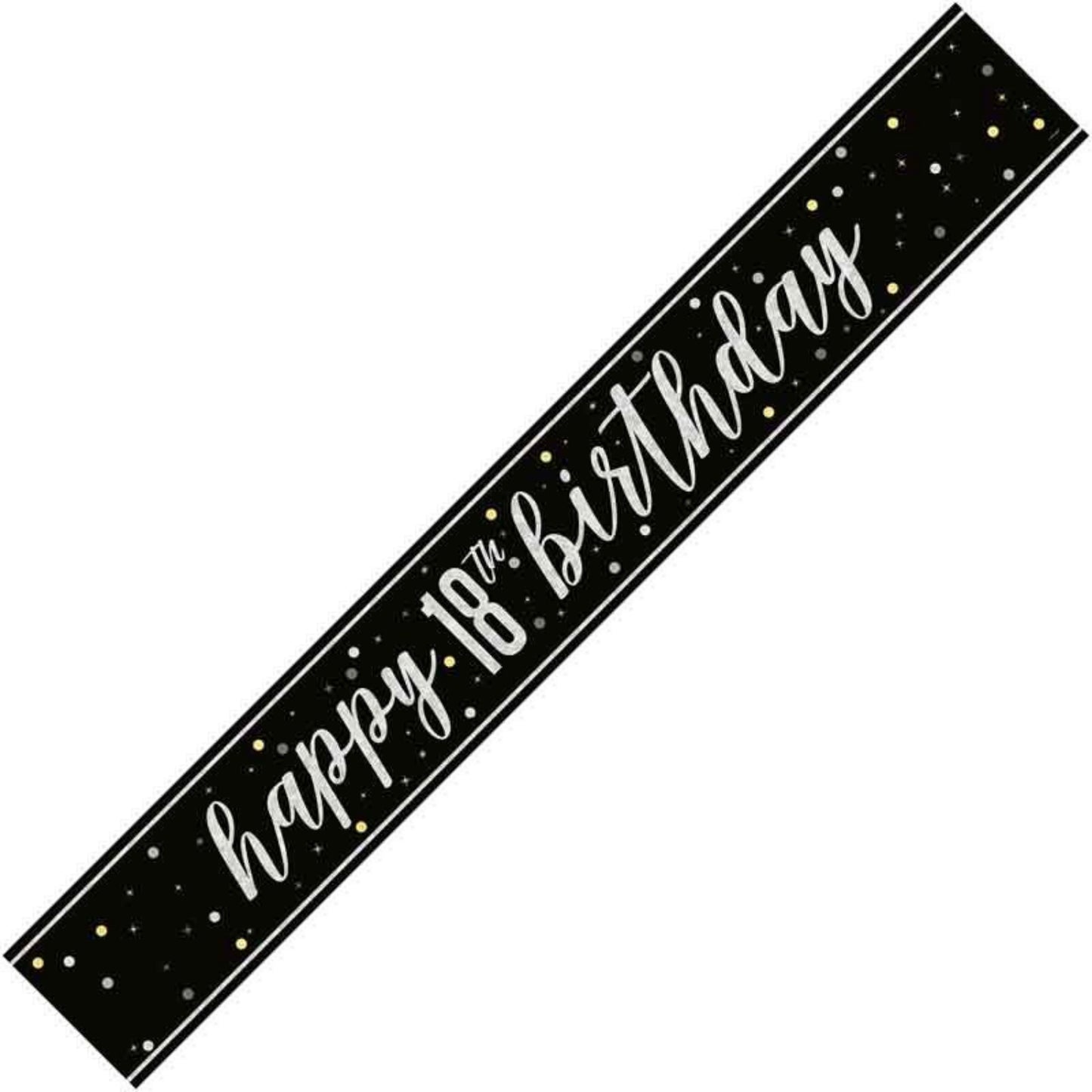 9ft / 2.7m GLITZ BLACK 18TH BIRTHDAY BANNER
