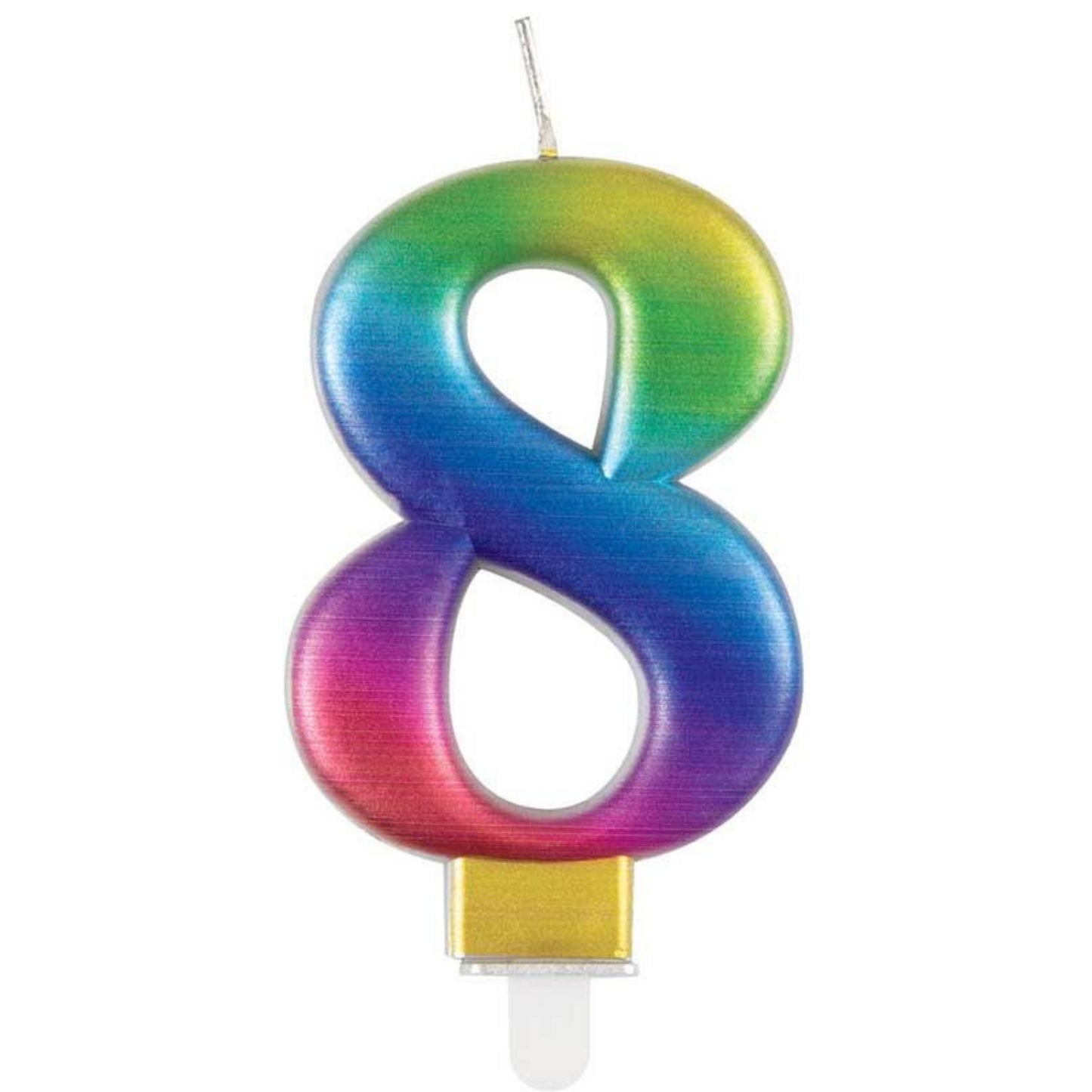 3.5"/ 8.5cm METALLIC RAINBOW NUMBER '8' BIRTHDAY CANDLE