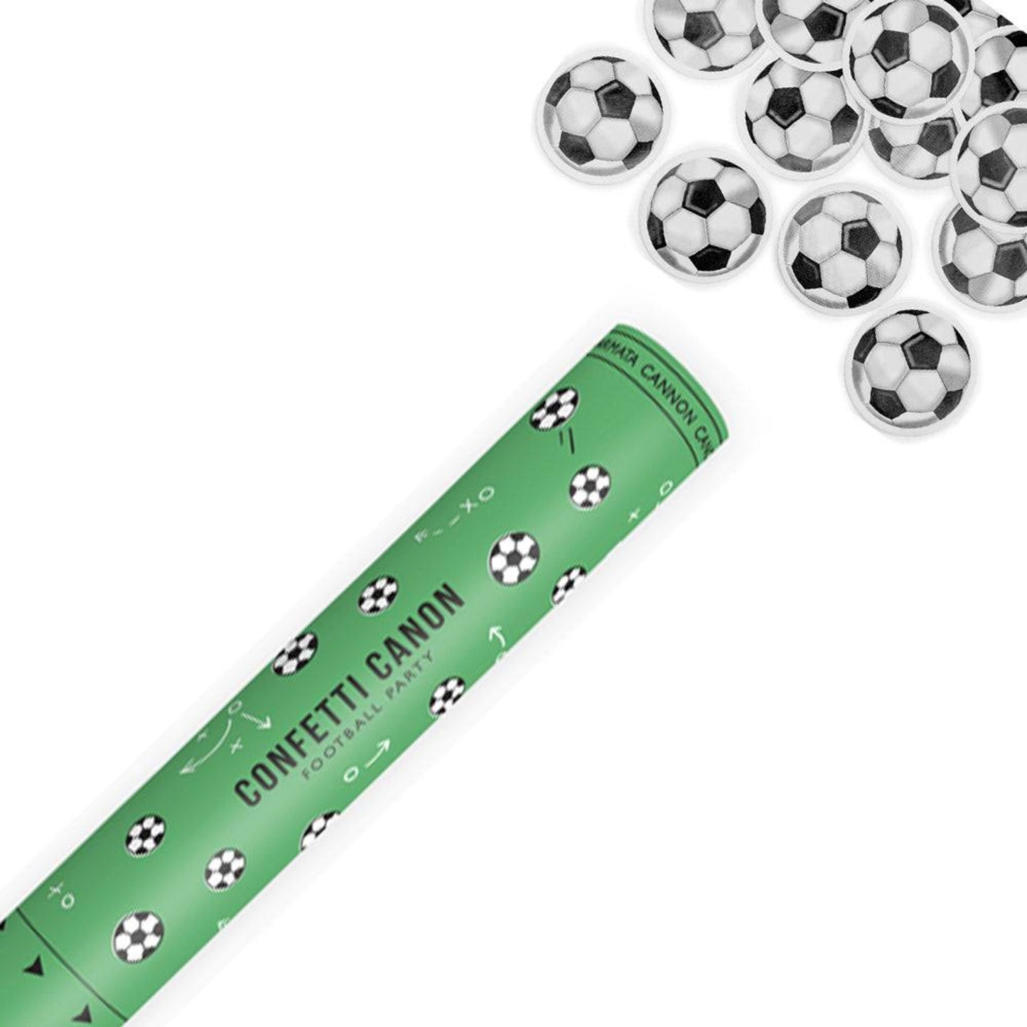 CONFETTI CANNON WITH FOOTBALLS (40cm long)