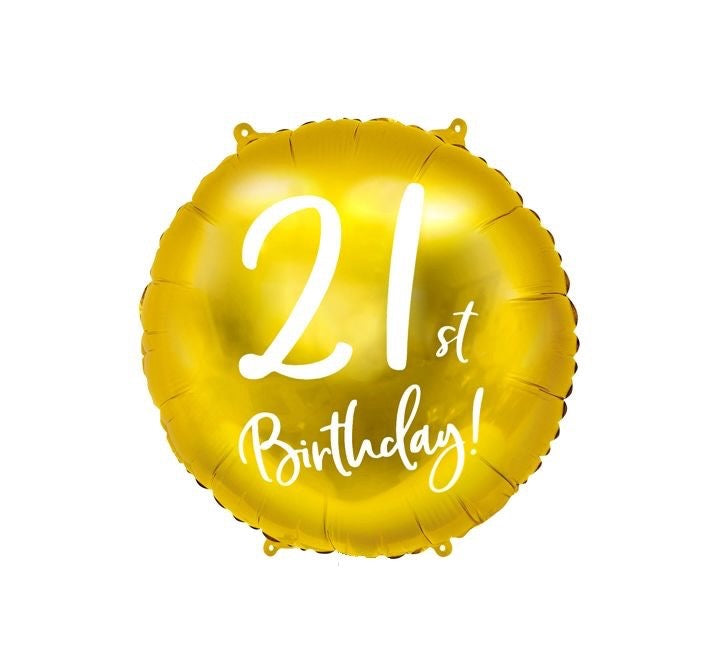 18"/ 46cm GOLD 21ST BIRTHDAY ROUND FOIL BALLOON