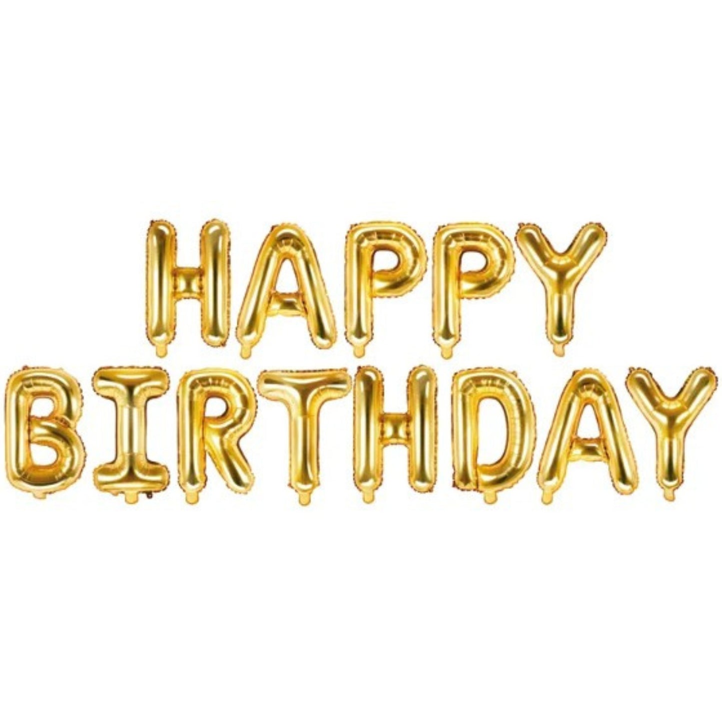 GOLD 'HAPPY BIRTHDAY' AIR FILL FOIL LETTER BALLOON KIT (134 x 14"/ 340 x 35cm)