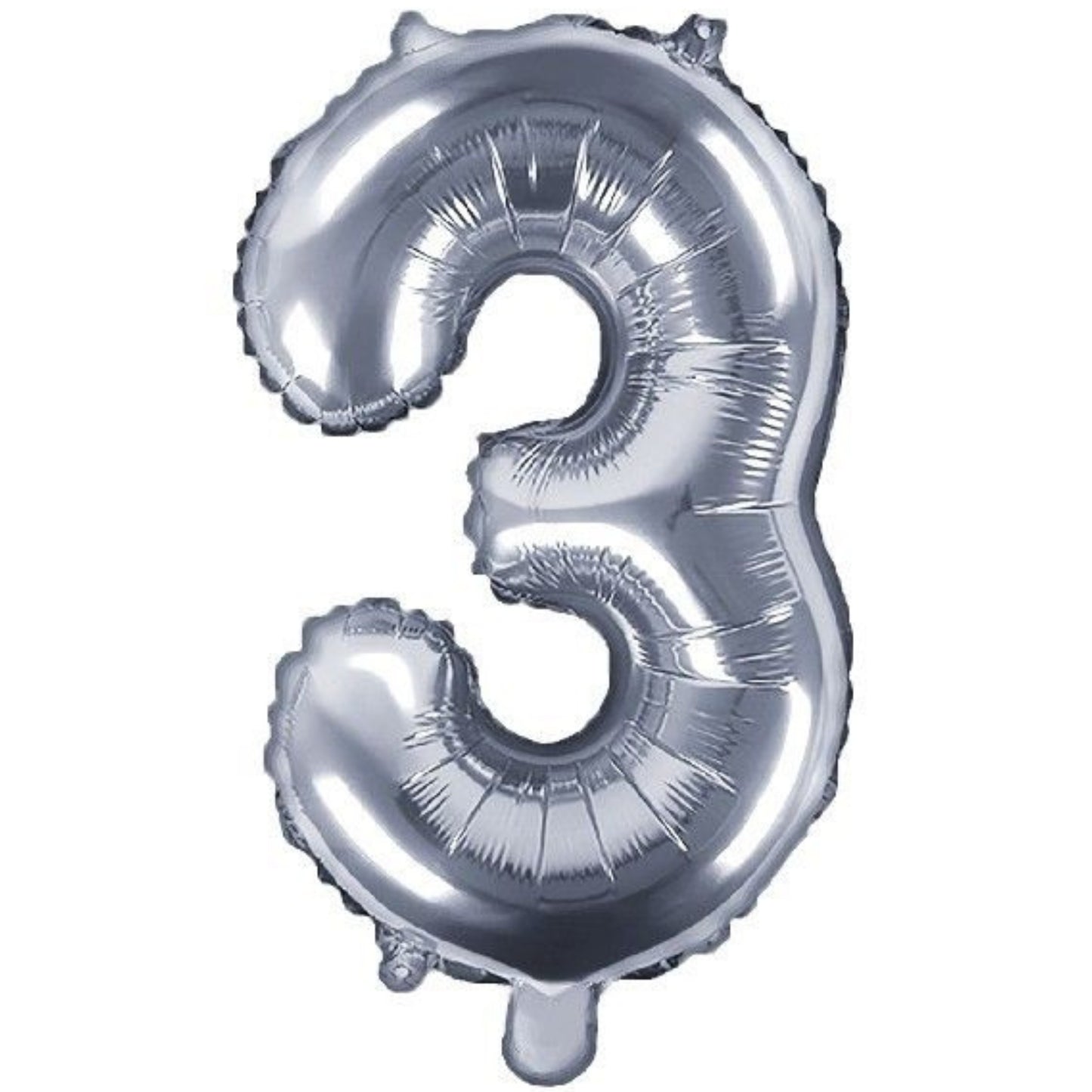 14"/ 35cm SILVER NUMBER '3' AIR FILL FOIL BALLOON