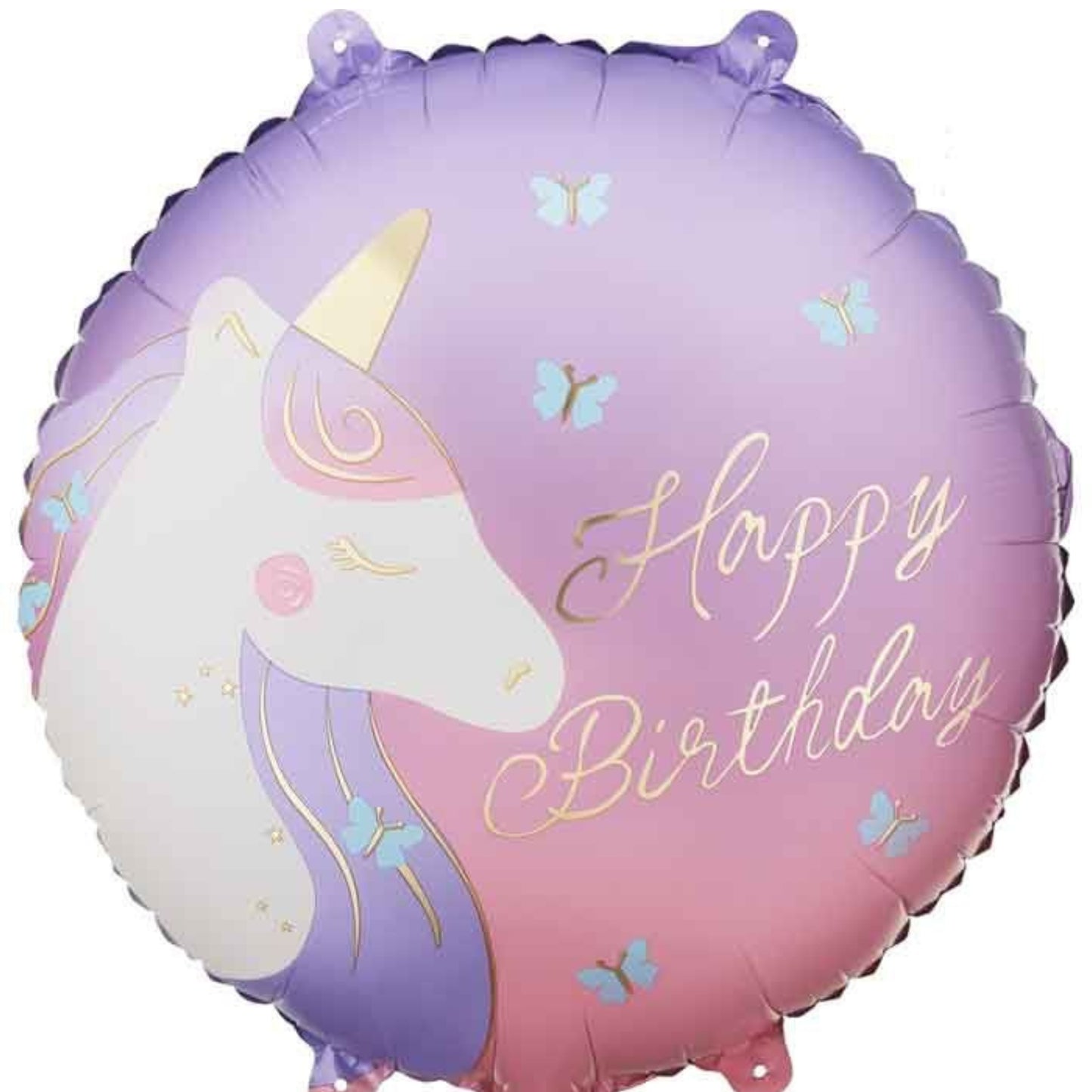 18"/ 46cm HAPPY BIRTHDAY WITH UNICORN ROUND FOIL BALLOON