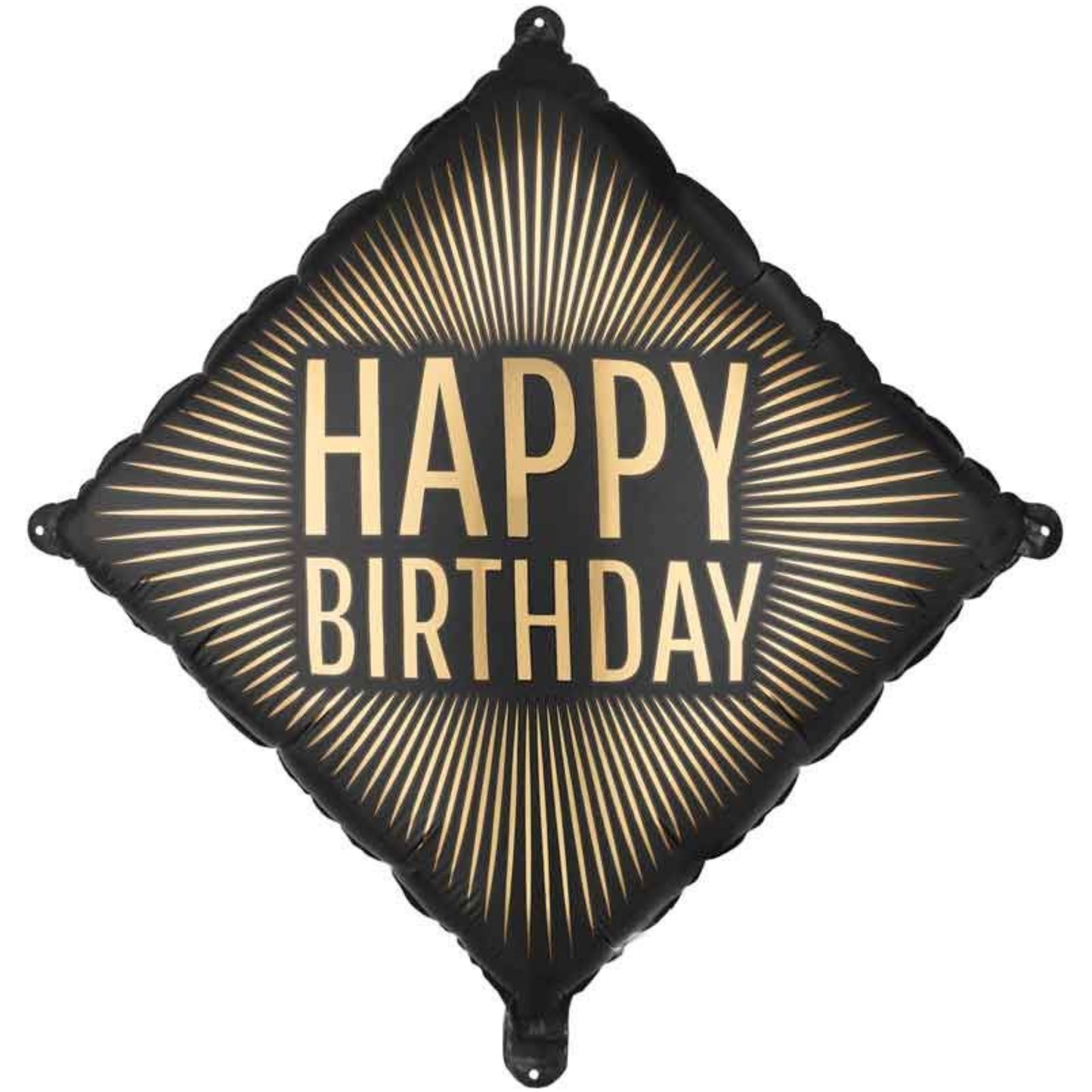 18"/ 46cm BLACK & GOLD ''HAPPY BIRTHDAY'' DIAMOND FOIL BALLOON