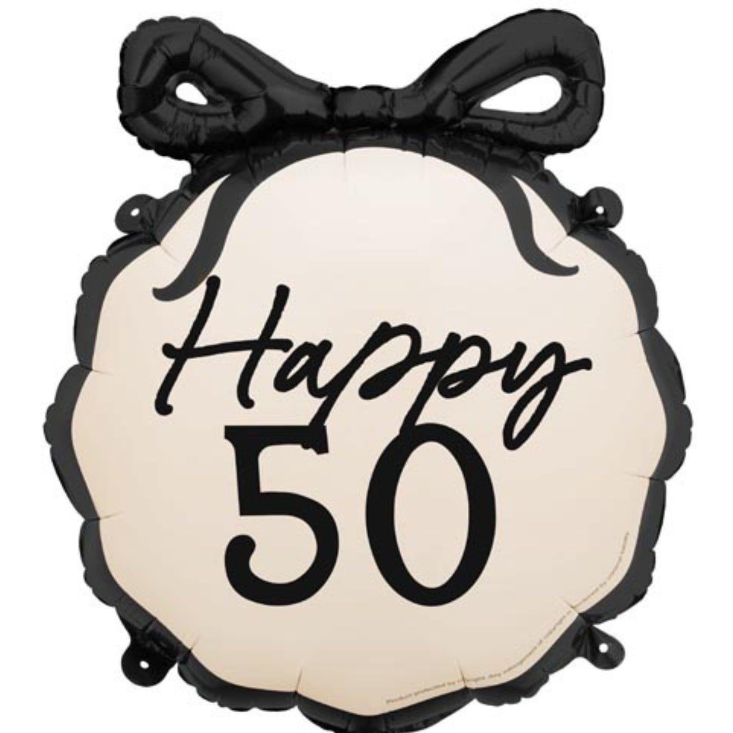 18"/ 46cm CREAM WITH BLACK BOW HAPPY 40TH BIRTHDAY ROUND FOIL BALLOON