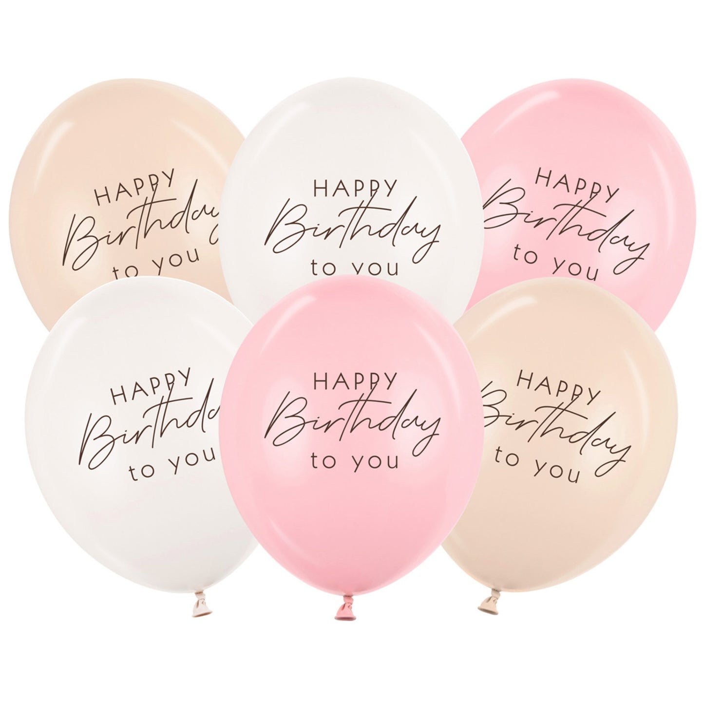12"/ 30cm HAPPY BIRTHDAY TO YOU PINK MIX LATEX BALLOONS (6 PACK)