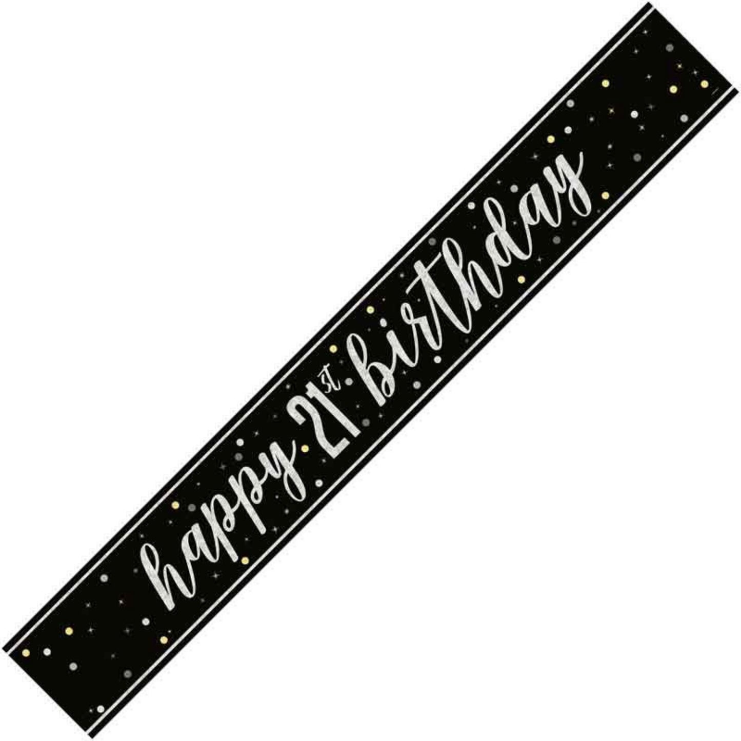 9ft / 2.7m GLITZ BLACK 21ST BIRTHDAY BANNER
