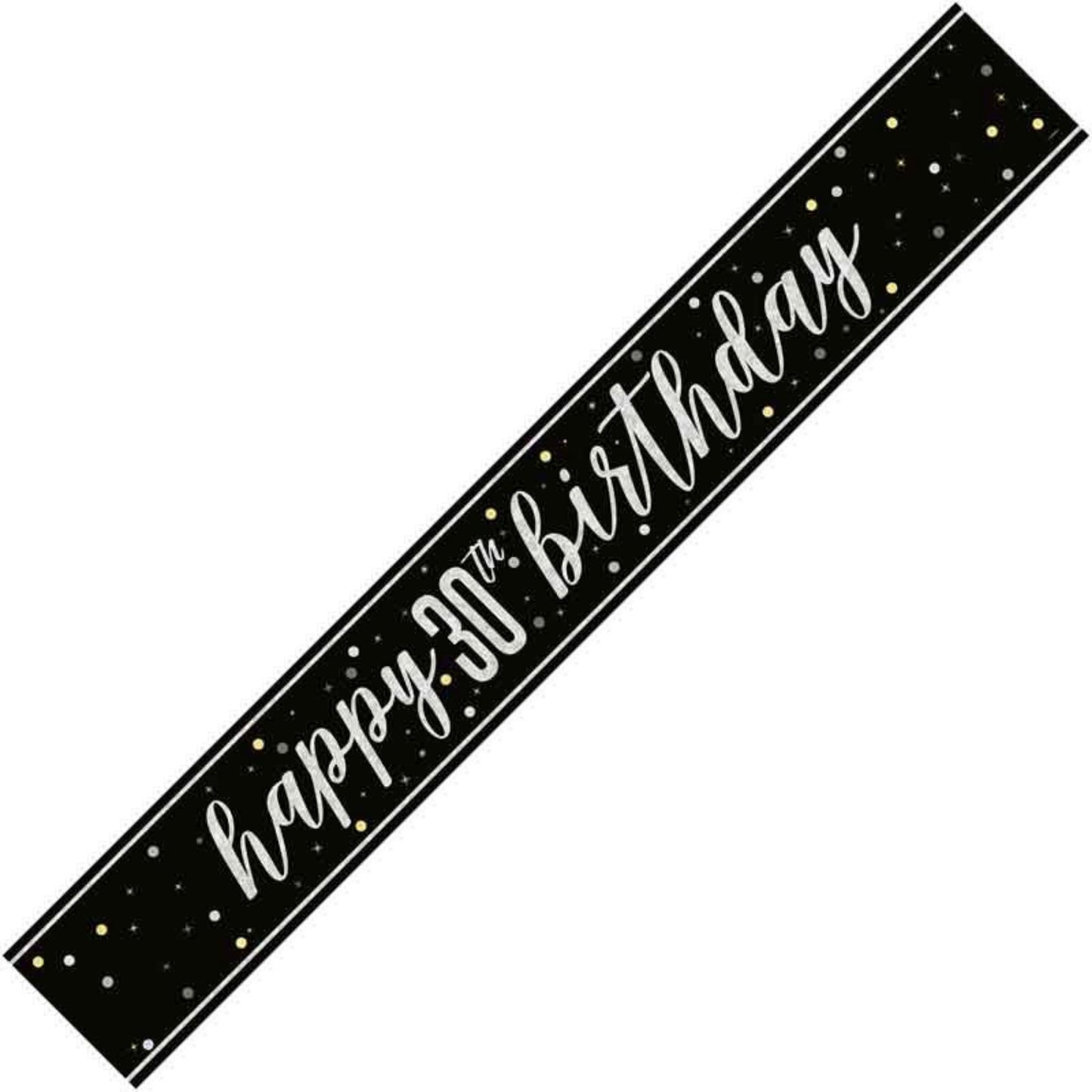 9ft / 2.7m GLITZ BLACK 30TH BIRTHDAY BANNER