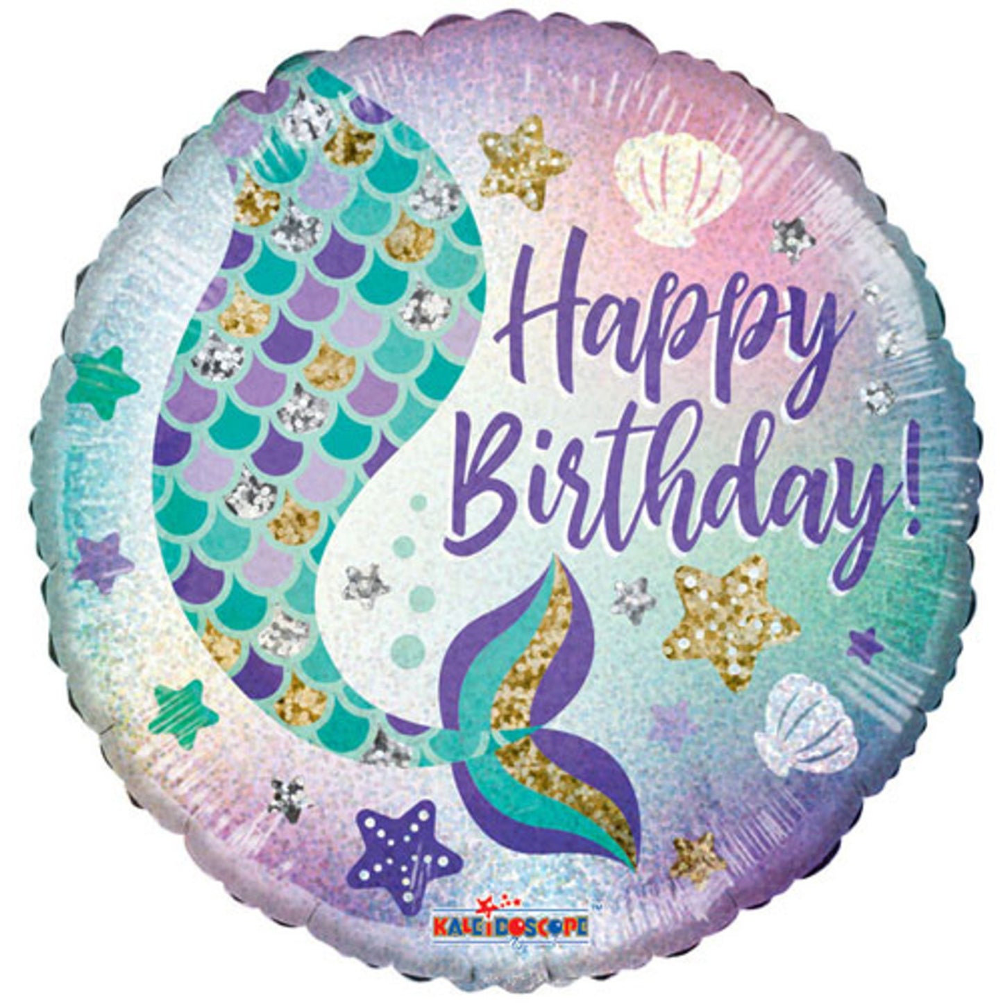 18"/ 46cm HAPPY BIRTHDAY GLITTER MERMAID ROUND FOIL BALLOON