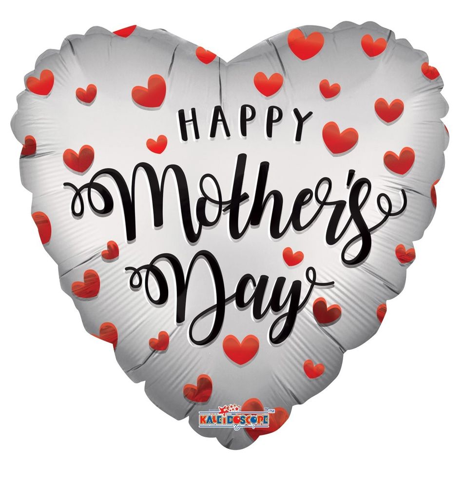 18"/ 46cm HAPPY MOTHERS DAY HEART SHAPE FOIL BALLOON