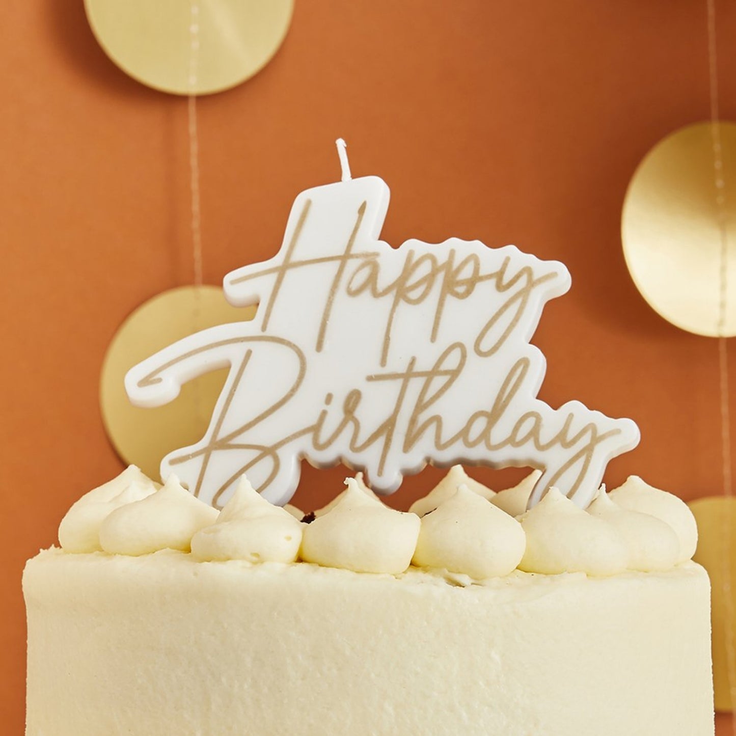 7"/ 18.5cm GOLD HAPPY BIRTHDAY CANDLE