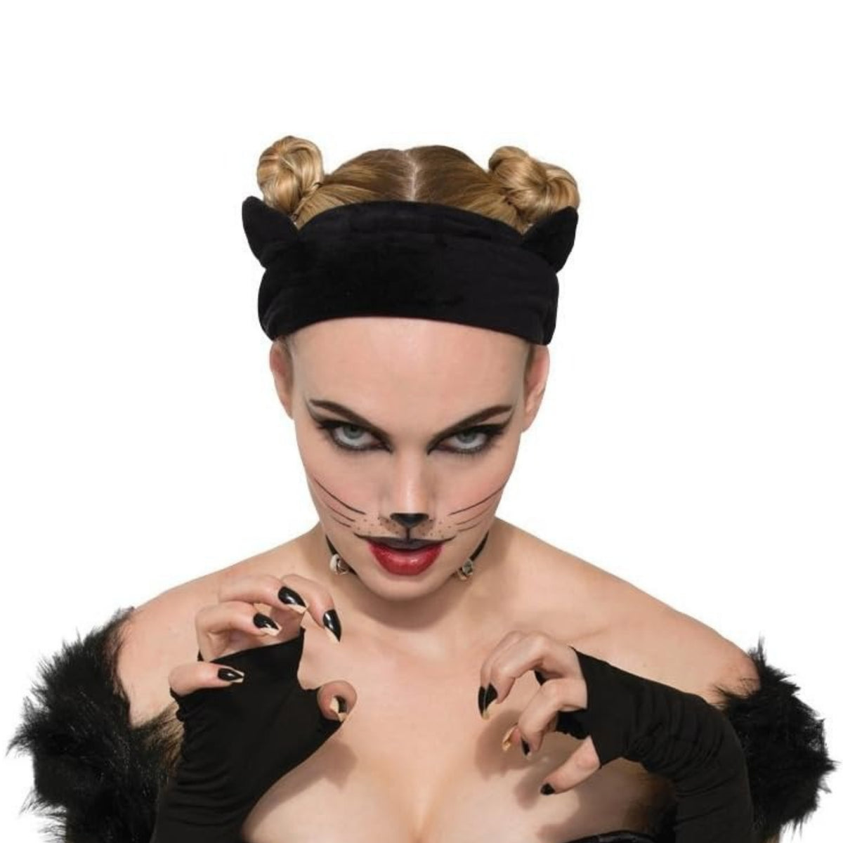 BLACK VELVET CAT EARS ON HEADBAND