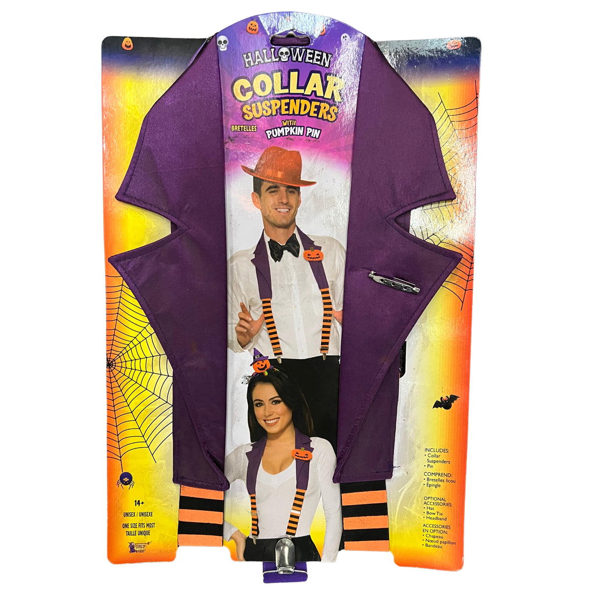 HALLOWEEN COLLAR SUSPENDERS WITH PUMPKIN PIN