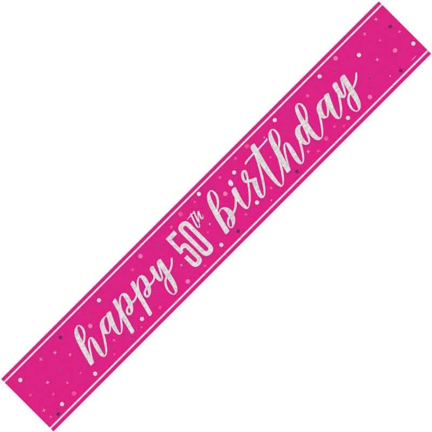 9ft / 2.7m GLITZ PINK 50TH BIRTHDAY BANNER