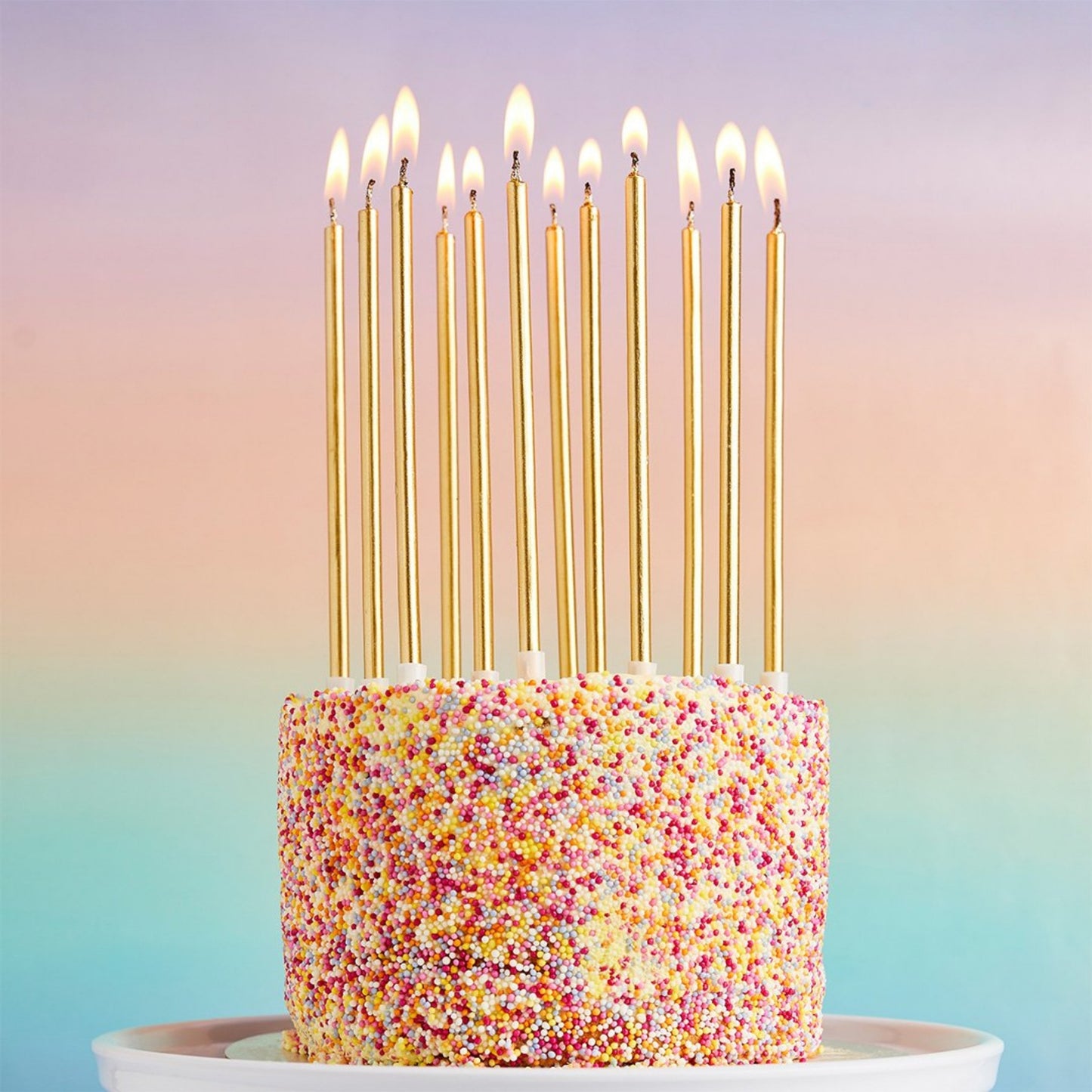 6"/ 15cm GOLD TALL SKINNY WAX CANDLES (12 PACK)