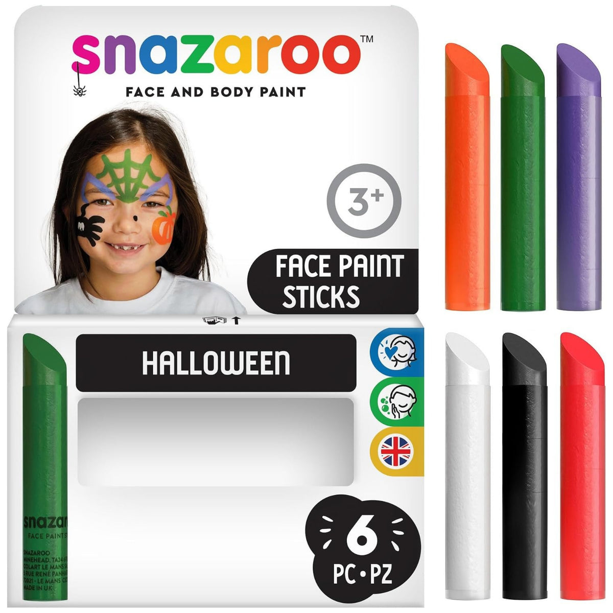 HALLOWEEN FACE & BODY PAINT STICKS (6 PACK)