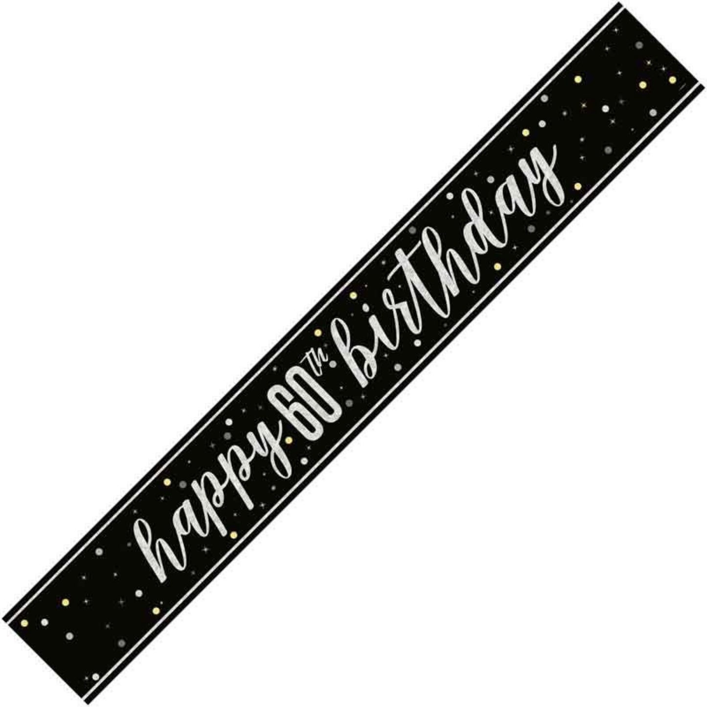 9ft / 2.7m GLITZ BLACK 60TH BIRTHDAY BANNER