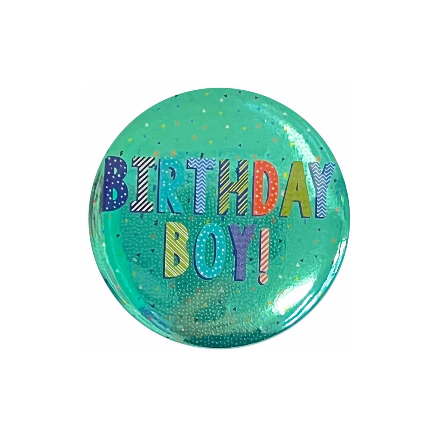 2.4"/ 6cm BIRTHDAY BOY GREEN BADGE