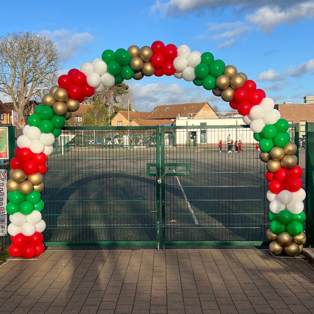Red, White, Shamrock Green & Gold Chrome Christmas Arch