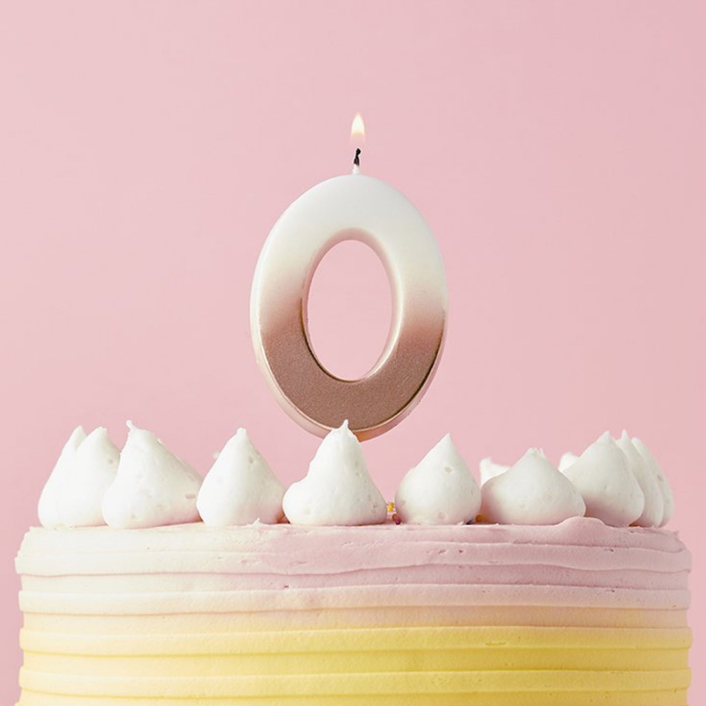 2.4"/ 6.2cm ROSE GOLD OMBRE NUMBER '0' CANDLE