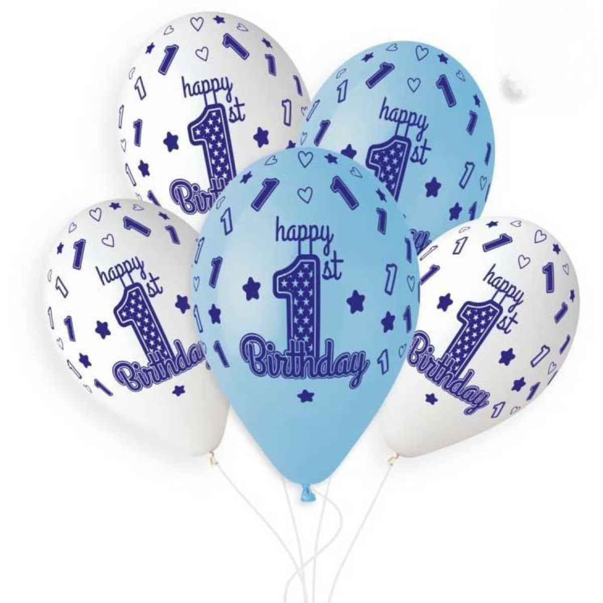 12"/ 30cm 1ST BIRTHDAY BOY LATEX BALLOONS (6 PACK)