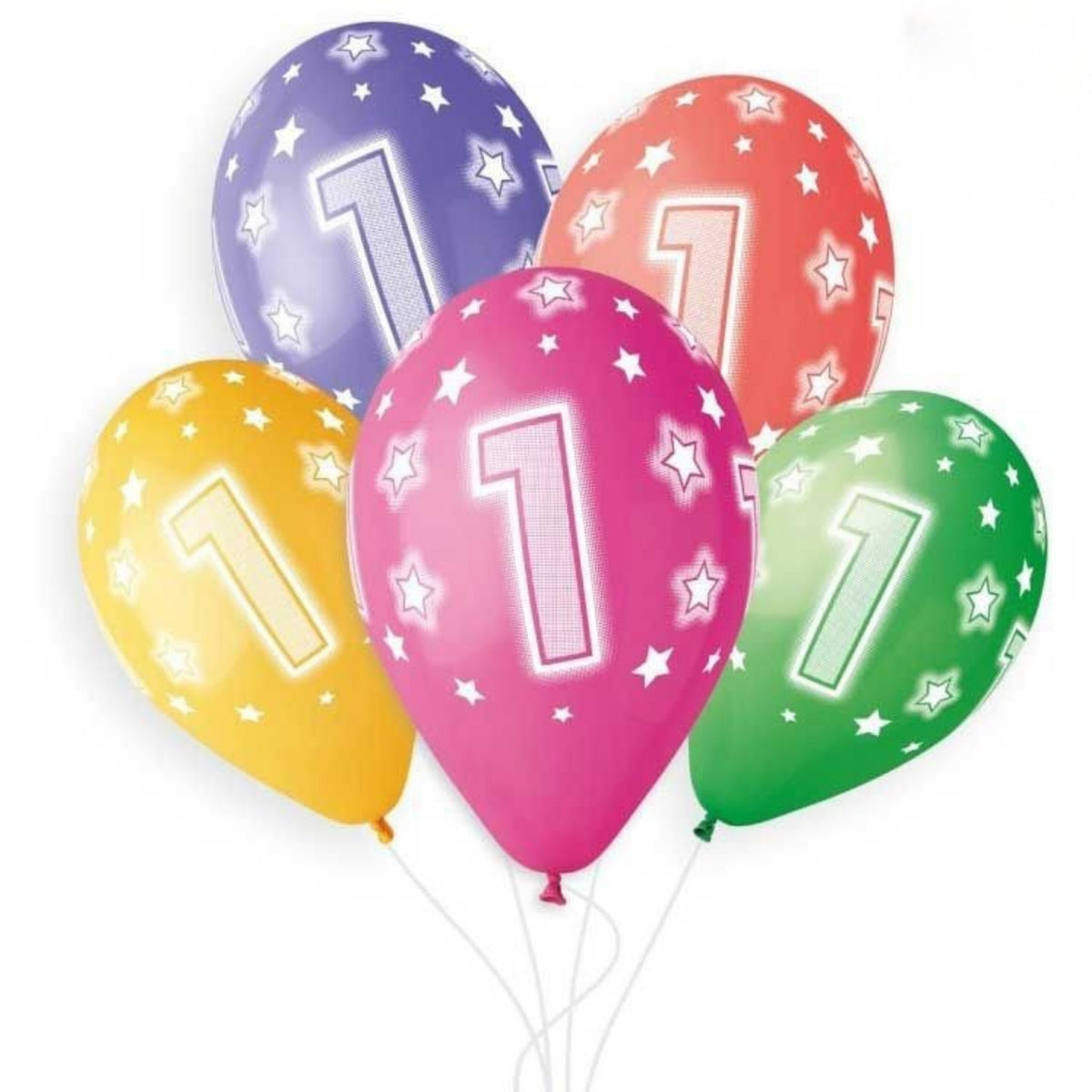 12"/ 30cm COSMIC STARS AGE 1 LATEX BALLOONS (6 PACK)