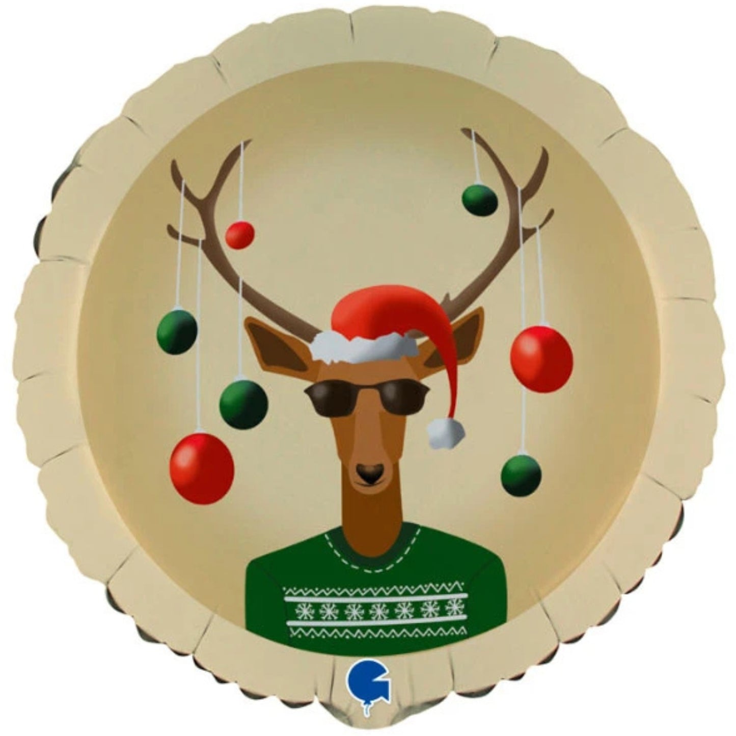 18"/ 46cm CHRISTMAS REINDEER ROUND FOIL BALLOON