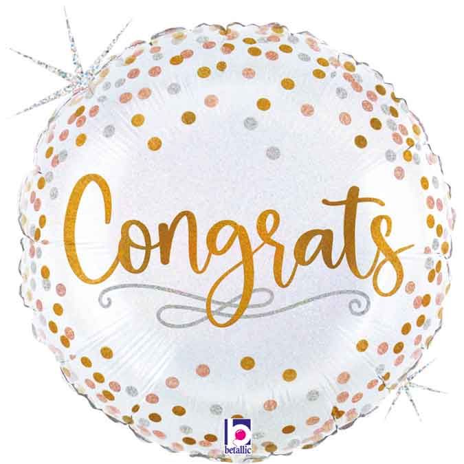 18"/ 46cm CONGRATS CONFETTI ROUND FOIL BALLOON