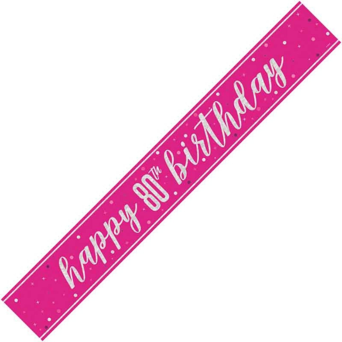 9ft / 2.7m GLITZ PINK 80TH BIRTHDAY BANNER
